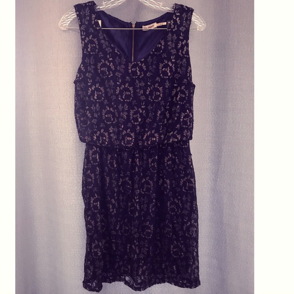 Navy and Gold Dress (outer lace layer)